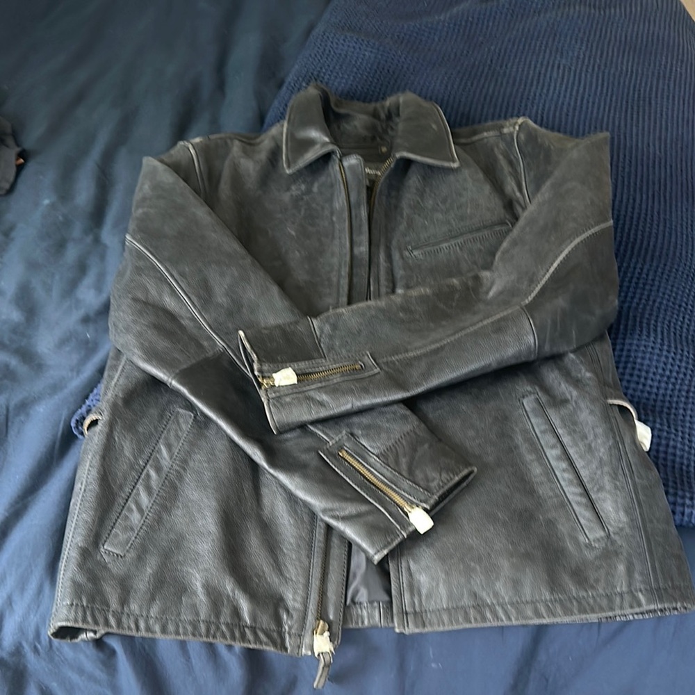Men's Black Leather Jacket. NEVER WORN!